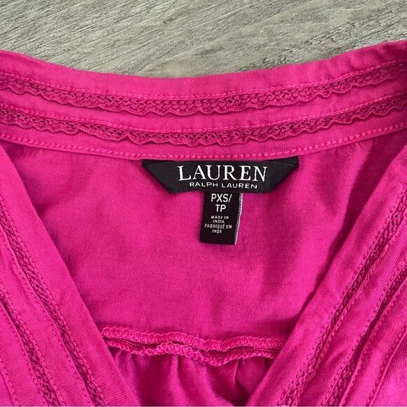 LAUREN Ralph Lauren Magenta Pink Blouse XS Petite Preppy - Picture 2 of 9